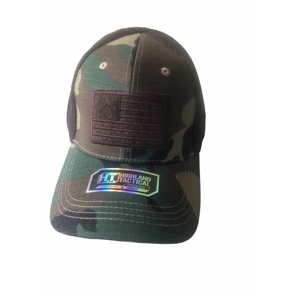 New HIGHLAND TACTICAL Men's Hat Mesh Back One Size Camo Premium Mesh